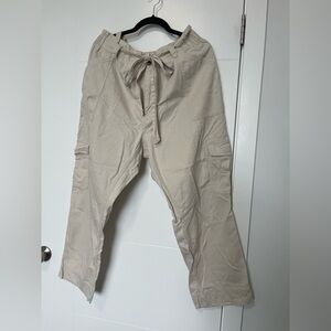 Light Beige Women’s Cargo Pants - Drawstring Waist